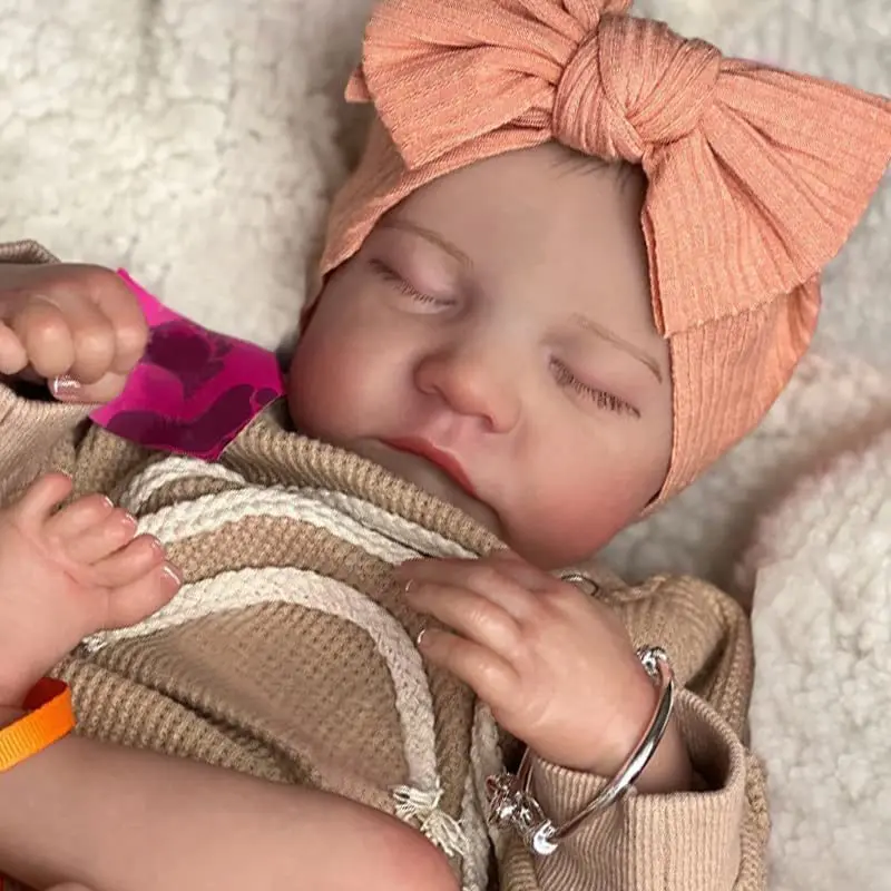 MRB 17 인치 Levi Reborn Baby Doll 이미 완성 된 잠자는 비닐 신생아 3D 피부 보이는 정맥 Collectible Art Doll