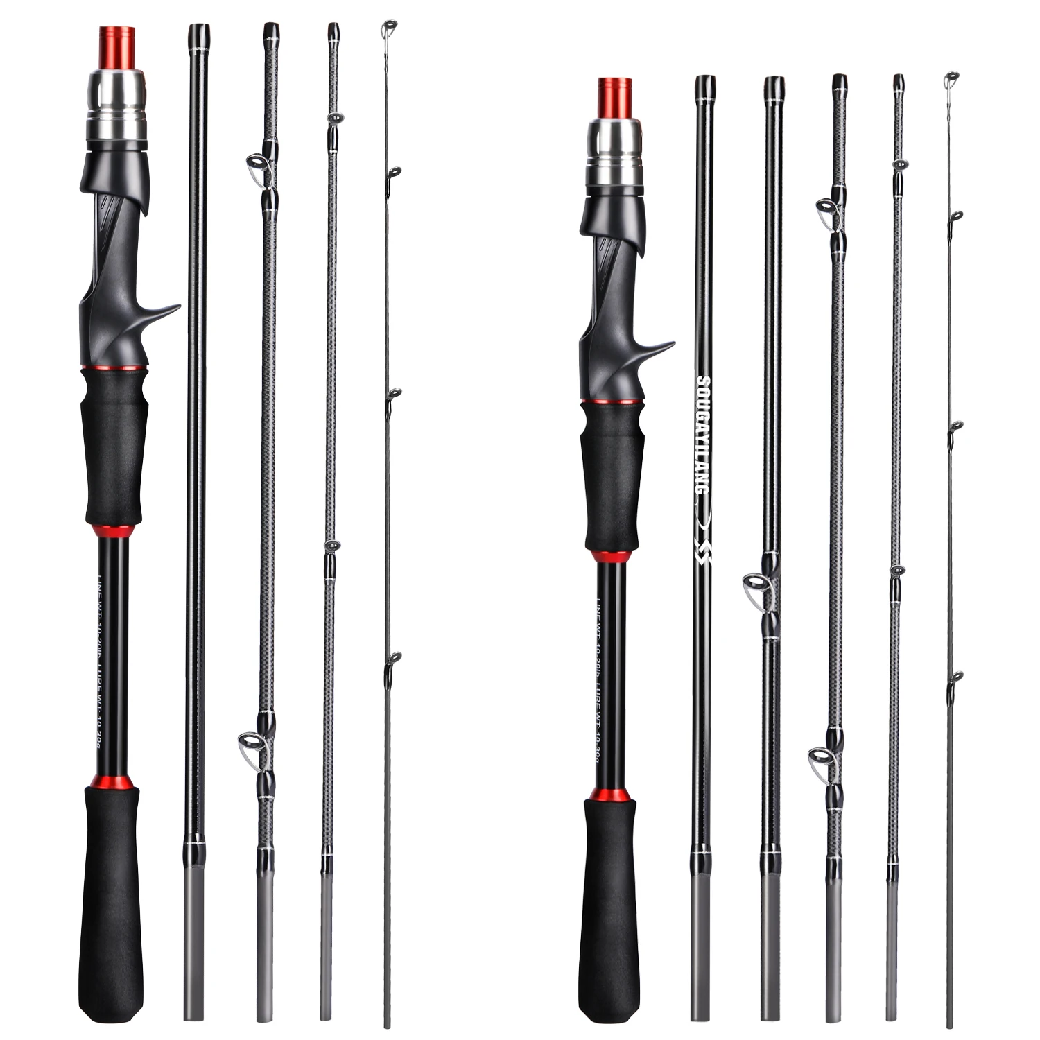 Sougayilang 1.8m 2.1m 루어 낚싯대 탄소 섬유 스피닝 캐스팅 낚싯대 미끼 무게 10-30g 여행 낚시대 Pesca