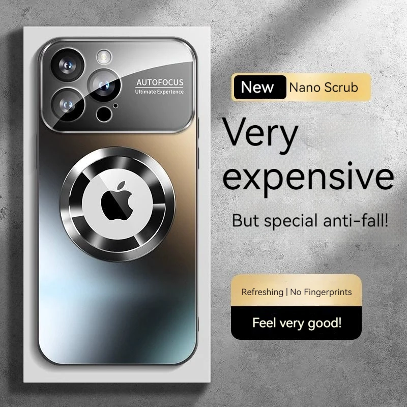 세련된 대형 창 자기 전화 케이스, iPhone 16 15 14 13 Pro Max, 렌즈 보호 장치 포함, Magsafe 무선 충전 케이스