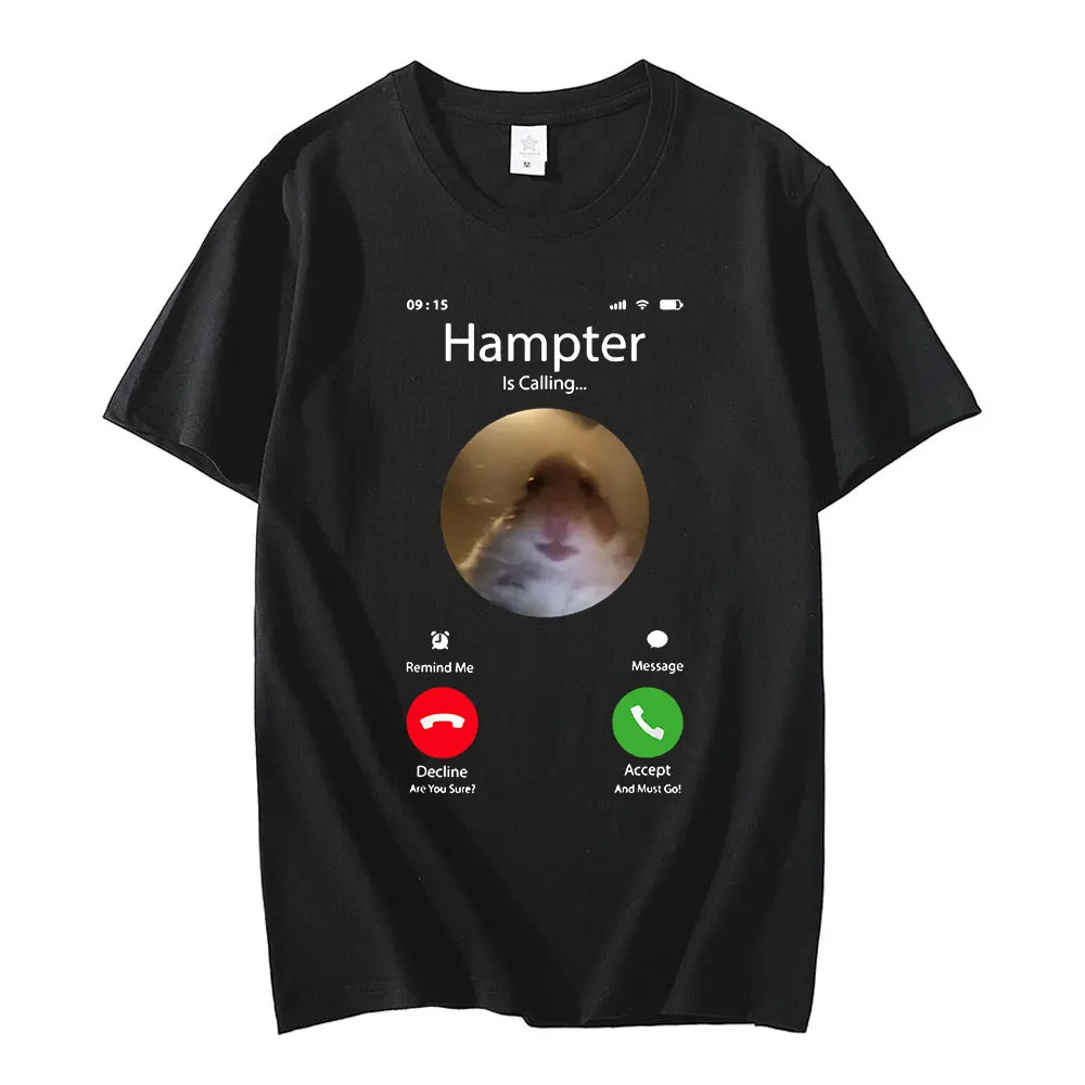Dank Meme 햄스터 응시 전면 카메라 Hampter Calling 티셔츠 패션 반팔 티셔츠 Oversize Street unisex