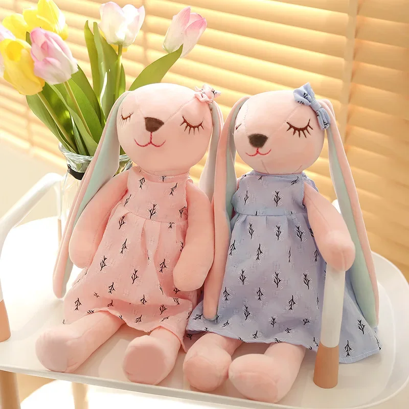 Kawaii 긴 귀 토끼 플러시 장난감 아기 수면 컴포트 인형 부드러운 동물 장난감 어린이를위한 사랑스러운 토끼 소녀 방 장식