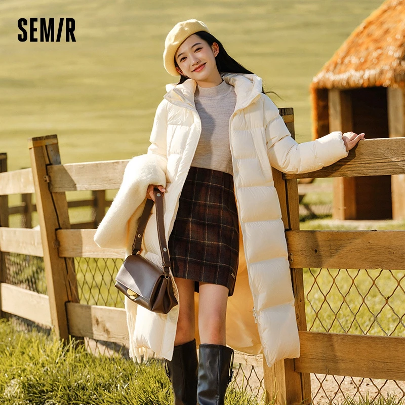 Semir 다운 재킷 여성 긴 길이 3 증거 다목적 2024 업데이트 겨울 새로운 느슨한 후드 코트 간단한 다운 재킷
