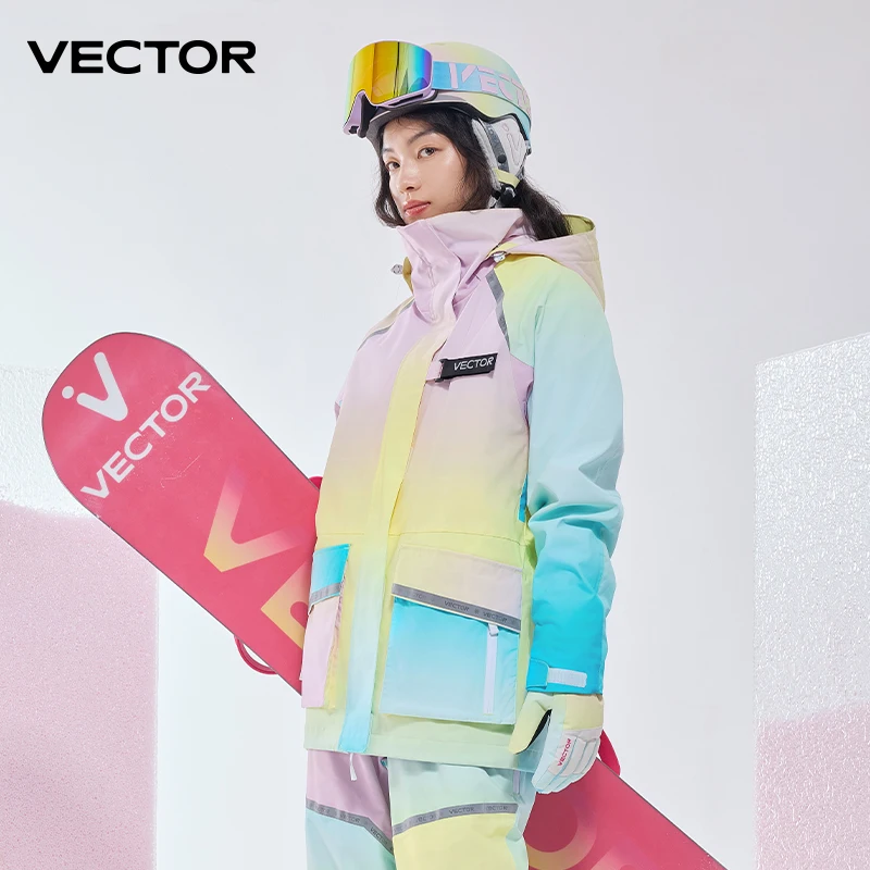 VECTOR 브랜드 남녀공용 겨울 스키 재킷, 따뜻한 방풍 방수 스키 슈트, 야외 스포츠 스노보드 코트, 스플라이싱 더블 플레이트