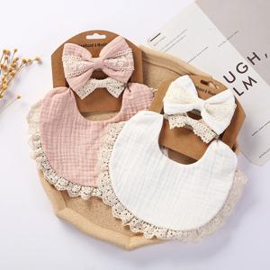 3 개/대 솔리드 모슬린 코튼 대나무 아기 턱받이 술 레이스 소년 소녀 먹이 침 타액 수건 Burp Cloth 조정 가능한 유아 스카프