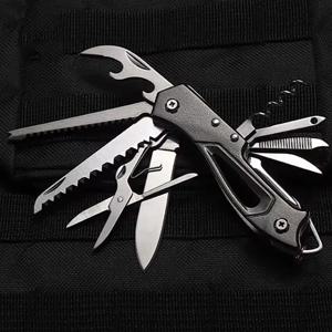 야외 Multitool 접는 스위스 칼 캠프 EDC 칼 휴대용 가위 병따개 군사 접이식 포켓 나이프 보호 도구