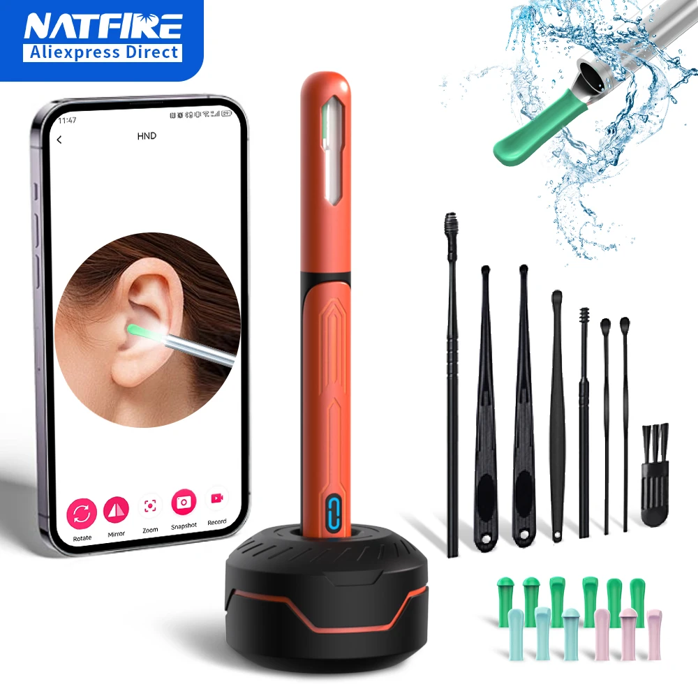 카메라 세트가있는 귀 청소기 HD 귀 스틱 검 이경 USB C 충전 내시경 왁스 제거 도구 Earpick 귀 청소 세트 NK3 Pro