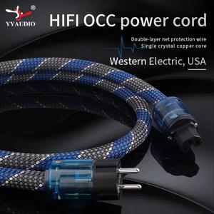 YYAUDIO 전원 케이블 HiFi OCC 오디오 케이블 EU/US Vseries 커넥터 증폭기, 필터 1m 1.5m