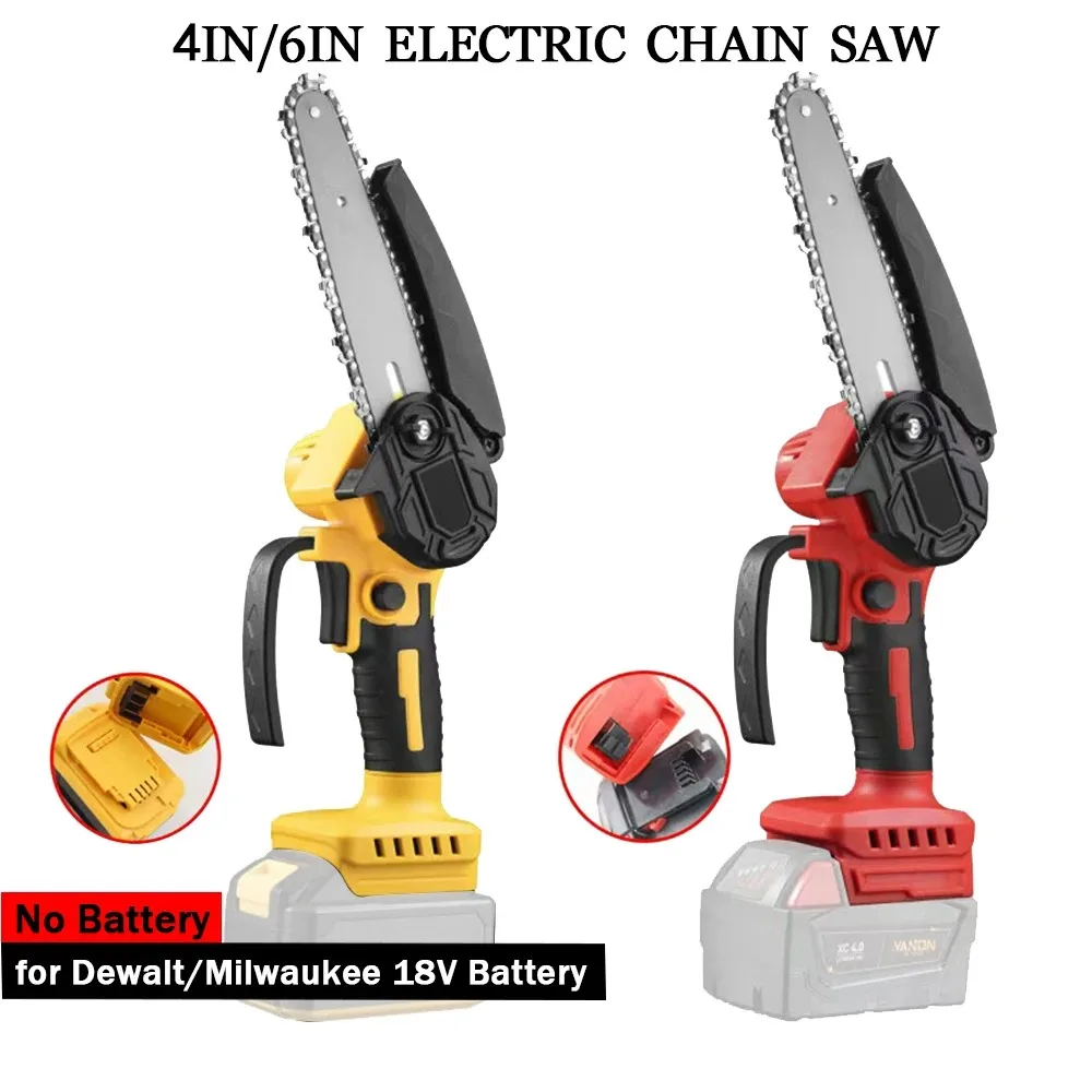 미니 전기 톱 4/6 인치 무선 목공 휴대용 정원 전기 톱 절단 전동 공구 Fit Dewalt/Milwaukee 18V 배터리