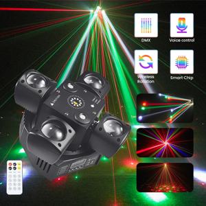 4 팔 미니 이동 헤드 DJ 라이트 48W 디스코 조명 Cabezas LED DMX512 빔 스트로브 효과 RGBW 파티 나이트 클럽 무대 조명