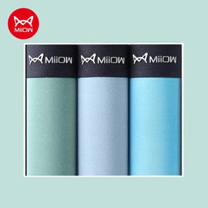 MiiOW 남성용 아이스 실크 복서 팬티, 편안한 속옷, 면 속옷, 항균 L-5XL 란제리, 3 개
