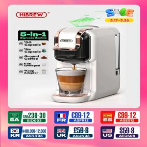 HiBREW 멀티 캡슐 커피 머신, 핫/콜드 DG 카푸치노 Nes 소형 캡슐, ESE 포드 그라운드 커피 카페테리아, 5 인 1, 20Bar H2B