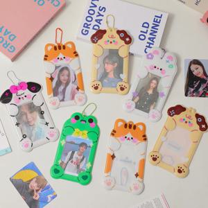 여름 PVC Photocard 홀더 만화 동물 모양의 투명 카드 케이스 학생 캠퍼스 카드 액세스 가방 3 인치