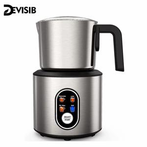 DEVISIB 4 인 1 자동 우유 거품기, 전기 인스턴트 매직 거품, 스테인레스 스틸 투수 식기 세척기, 냉온 안전, 350ml