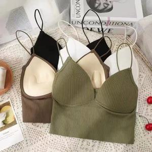 여성 섹시 크롭 탑 브래지어 튜브 탑 여성 streetwear 민소매 원활한 스포츠 브래지어 자르기 camis 탑 티 bandeau 탑 기본 탱크