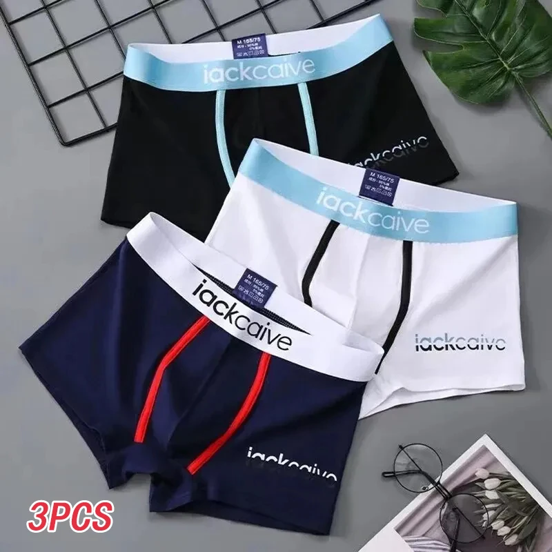3Pcs 남성 팬티 코튼 남성 속옷 복서 통기성 남자 복서 인쇄 속옷 편안한 반바지 남성 속옷 M-3XL