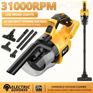 2pcs 필터가있는 휴대용 진공 청소기 DeWalt 20V 배터리 용 가정용 자동차 애완 동물 헤어 청소용 전기 무선 진공
