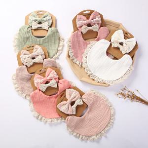 3 개/대 솔리드 모슬린 코튼 대나무 아기 턱받이 술 레이스 소년 소녀 먹이 침 타액 수건 Burp Cloth 조정 가능한 유아 스카프