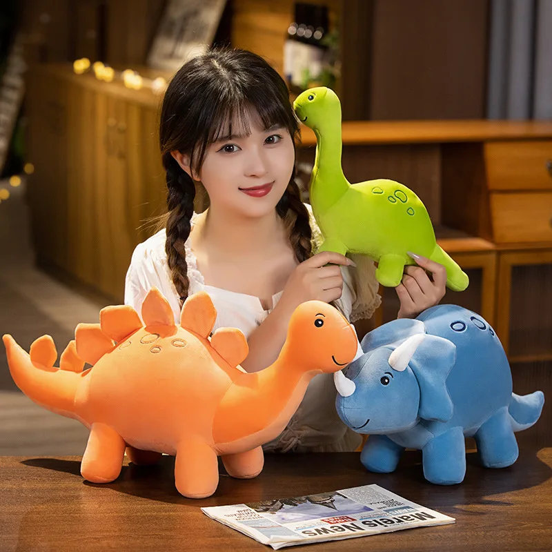 만화 다채로운 공룡 플러시 장난감 귀여운 인형 동물 트리케라톱스 플러시 Kawaii 소프트 키즈 장난감 소년 소녀 홈 장식