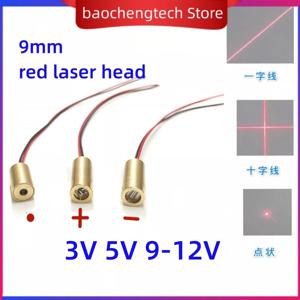 5 10 개 9mm 레이저 포인트 헤드 650nm 5mW 3v 5v 9-12v 일반 레이저 크로스 다이오드 모듈 빨간색 구리 헤드