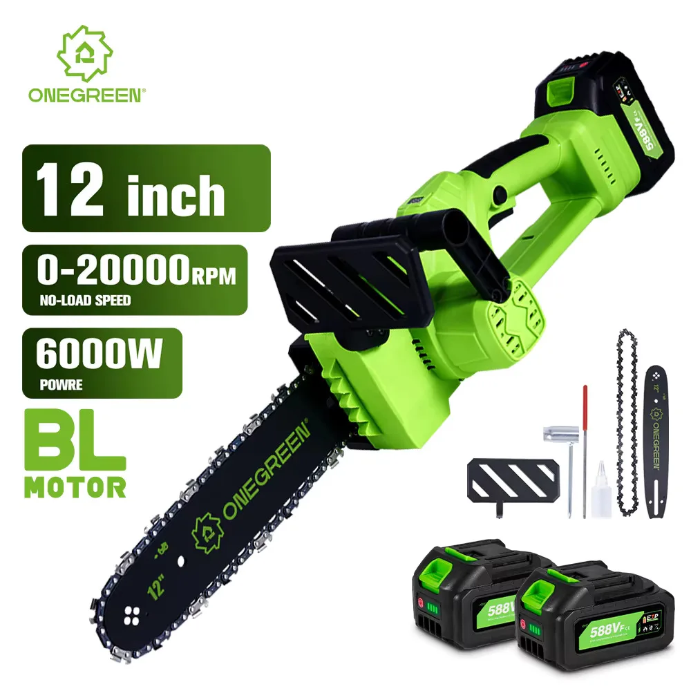 6000W 12 인치 브러시리스 전기 전기 톱 무선 배터리 톱 21V 18V 배터리에 대 한 휴대용 정원 목공 전동 공구