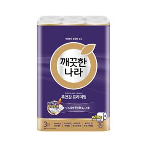 깨끗한나라 촉앤감케어 와이드 화장지 30m 30롤 1팩