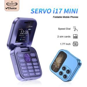 SERVO I17 미니 접이식 소형 휴대폰, 1.77 인치 스크린, 매직 보이스, 2G 더블 SIM 카드 슬롯, FM 라디오 단추 미니 플립 폰