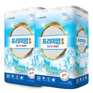 (1+1)프리미엄순수30M3겹30롤+30롤 화장지 한국펄프 휴지