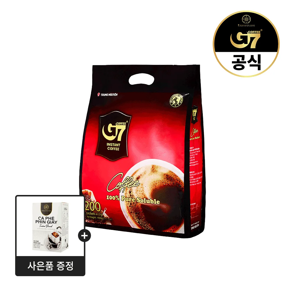 G7 베트남 커피 퓨어블랙 2g x 200개입 + 레전드 드립커피 아메리카노 10개입 증정