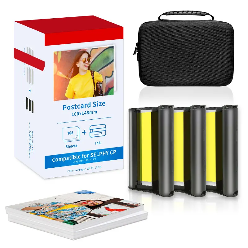Canon SELPHY CP1500 컴팩트 포토 프린터 키트 용 KP108 KP-108IN RP-108 CP1200 CP900 CP910 인화지 6 인치 용 Wifi 무선