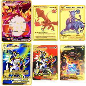 포켓몬 카드 10000 Arceus Pikachu Charizard Vmax Gx 골드 포켓 몬스터 영어 철 금속 편지 어린이 선물 컬렉션 카드