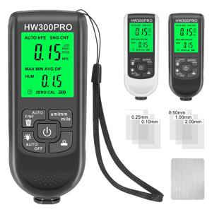 HW-300PRO 자동차 페인트 필름 자동 두께 게이지 0-2000UM Fe & NFe 코팅 두께 측정기 수동 자동차 페인트 도구
