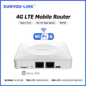 모바일 무선 라우터 타입 C 인터페이스, 4G LTE 라우터, 와이파이 6 SIM 카드 모뎀, 지지대 32 개 장치 연결, 아시아 아프리카 유럽용