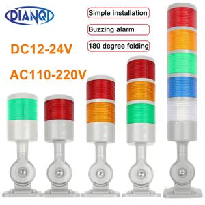 산업용 회전식 180 스택 라이트, 빨간색 호박색 녹색 경고등, CNC 기계 DC12-24V AC110-220V 꾸준한 깜박이는 빛 LED