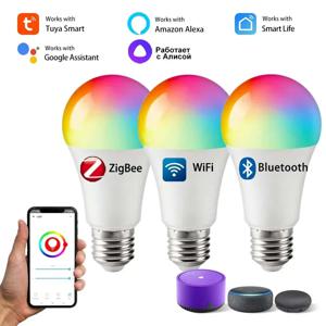 E27 E26 Tuya 스마트 전구 AC 85-265V Wifi 블루투스 Zigbee Led 라이트 RGB 램프 스포트라이트 앰플 원격 그룹 제어 스마트 라이프