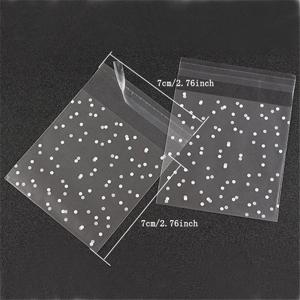 100PCS 플라스틱 투명 포장 셀로판 가방 폴카 도트 캔디 쿠키 선물 가방 DIY 자기 접착 주머니 캔디 가방 파티