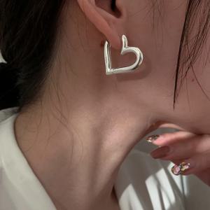 여성을위한 925 스털링 실버 빈티지 하트 귀걸이 유행 귀걸이 쥬얼리 알레르기 방지 파티 액세서리 G