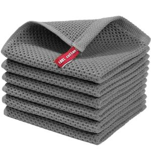 6 팩 12x12 인치 멀티 컬러 100% 코튼 와플 직조 주방 행주, 부드러운 흡수성 접시 타월, 가정용 청소 천