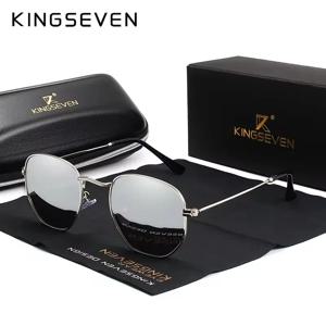 KINGSEVEN 브랜드 반사 선글라스 남자 육각형 레트로 선글라스 레저 안경 Oculos Gafas De Sol Shades