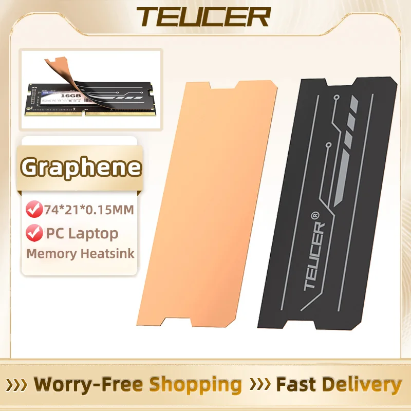 TEUCER 그래핀 노트북 RAM 방열판, DDR5 DDR4 DDR3 DDR2용 듀얼 레이어 그래핀 및 구리 호일 디자인 쿨러 메모리 라디에이터