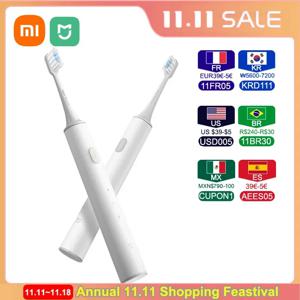 XIAOMI MIJIA T300 음파 전동 칫솔, 25일 동안 한 번 충전, IPX7 방수 충전식 칫솔 치아 미백, 2 모드