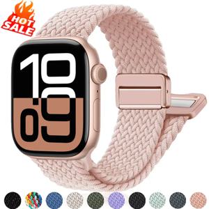 애플워치 10 밴드 46mm 45mm 49mm 42mm 40mm 버클 브레이드 스트랩 iWatch 시리즈 SE 7 3 6 8 9 울트라 2 마그네틱 밴드