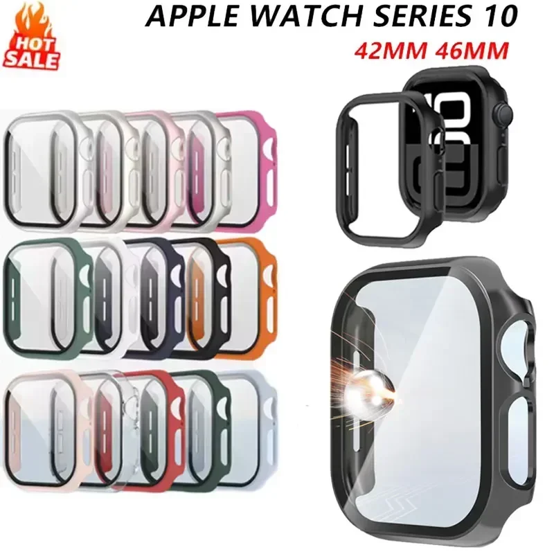 애플 워치 케이스 스크린 보호대, 강화 유리, 아이워치 시리즈 10, 7, 8, 9, SE, 6, 5, 4, 울트라 2, 46mm, 42mm, 45mm, 44mm, 49mm, 41mm, 40mm