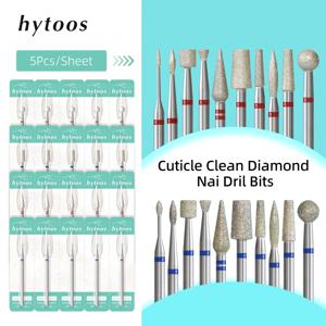 HYTOOS 5 개/대 다이아몬드 네일 드릴 비트 러시아 큐티클 클린 네일 비트 죽은 피부를위한 네일 클리너 아래 전문 안전