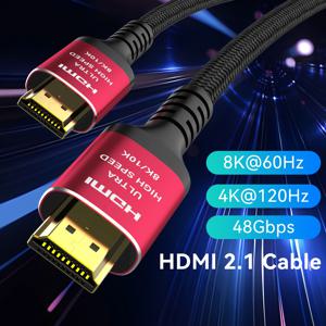 CYANMI 10K 8K HDMI 케이블 2.1 10피트/5M 48Gbps, 인증된 48Gbps 고속 3D 8K60 4K120 144Hz 브레이드 HDMI 코드 eARC HDR10 HDCP 2.2&2.3 Roku TV/PS5/HDTV/블루레이와 호환 블랙
