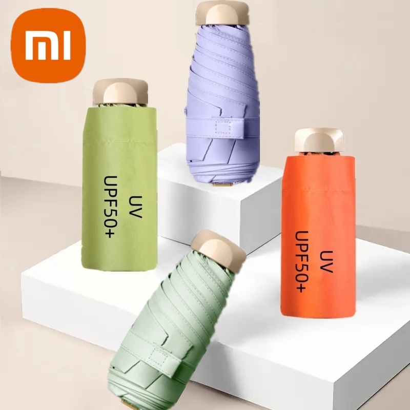 Xiaomi UPF50+ 우산 미니 포켓 차양 우산 휴대용 비닐 접이식 비 여행 우산 UV 보호 파라솔 캡슐