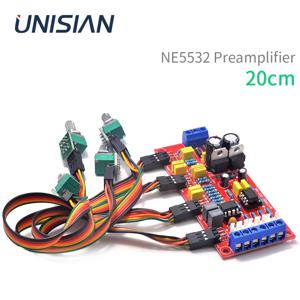 UNISIAN NE5532 오디오 프리 앰프베이스 고음 사운드 톤 제어 보드 (Diy 앰프 용 연장 코드 20cm 포함)