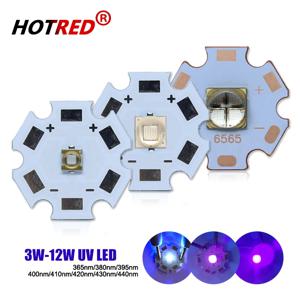 UV LED 3V 6V 12V 3W 5W 10W12W 보라색 3535 XPE 5050 XLM LG6565 칩 빛 365nm 370NM 395nm 405nm 검증 프린터 경화용