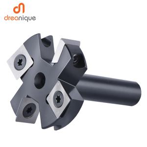 Dreanique 2 플루트 우드 플레너 비트 38.1mm 45mm 절단 직경 8 12mm 생크 스포일 보드 표면 라우터 비트 인서트 카바이드 슬래브