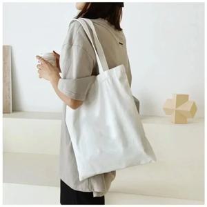 대용량 블랙 화이트 캔버스 숄더 토트 백 접이식 에코 코튼 핸드백 재사용 가능한 DIY 숄더 백 쇼핑백