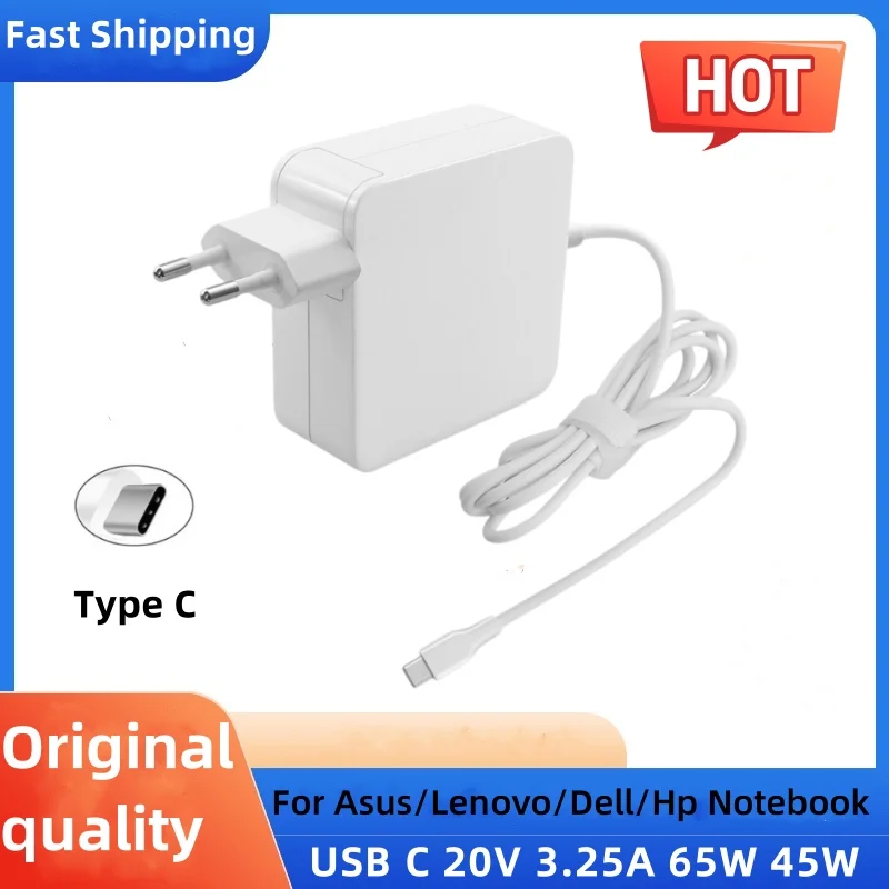 Reletech 65W USB C 노트북 전원 어댑터 유형 C 전원 PD 벽면 고속 충전기 MacBook Asus Dell Lenovo Huawei HP 노트북